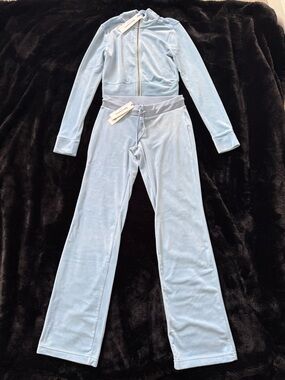 Juicy Couture Mock Neck Jacket and Flare Pants Velour Tracksuit Set - XS NWT